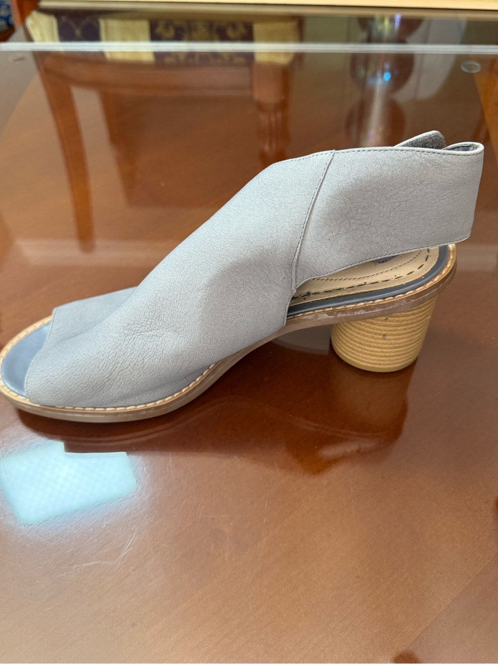 Clarks Gray Open-Toe Slingback Mules - Picture 2 of 7